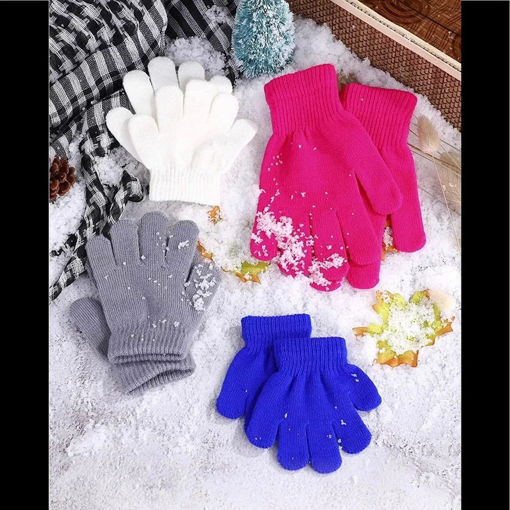 Pangda Kids Winter Knitted Gloves (Ages 5-7 Years old, 6 Colors). 12 pairs